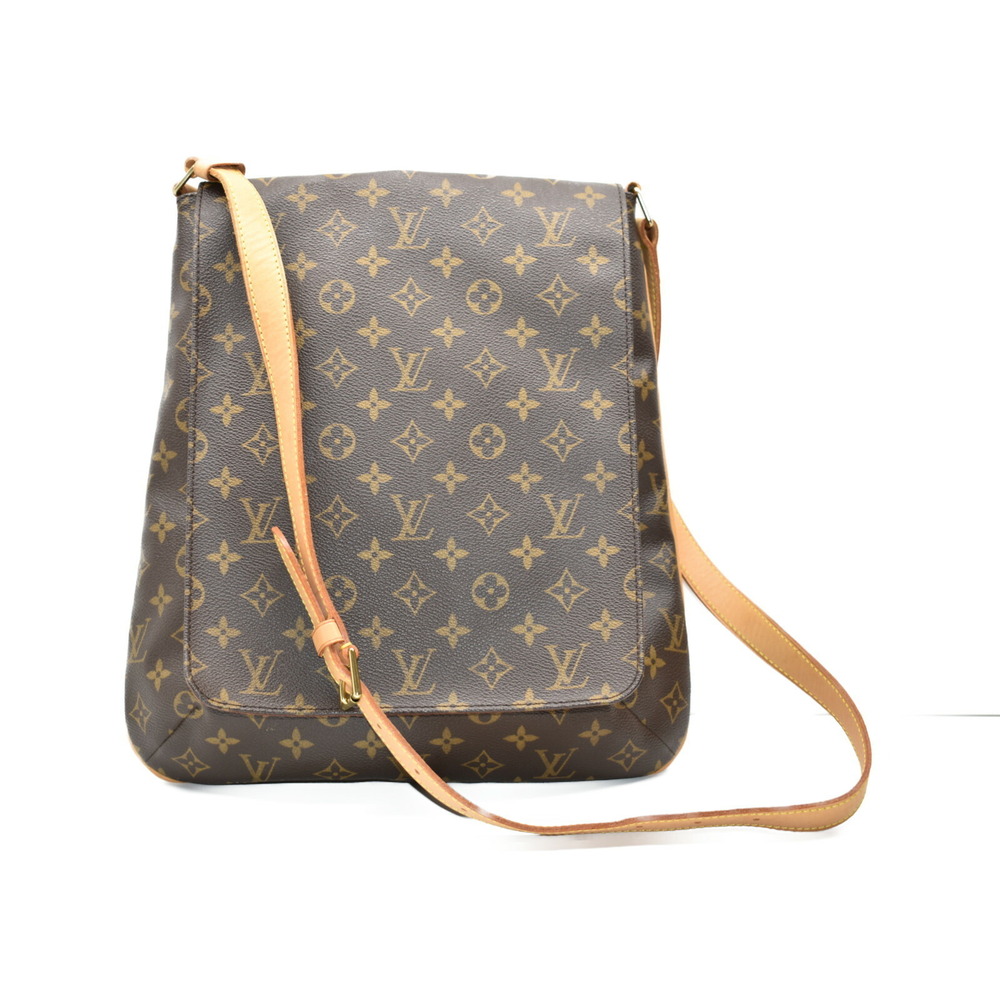 LOUIS VUITTON Musette Monogram Leather Canvas Shoulder Adjustable Strap Storage